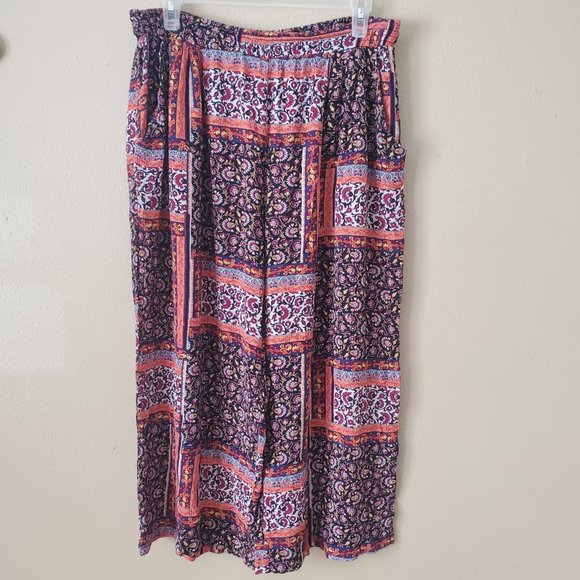 John Paul Richard Multicolor Boho Paisley Capris Lounge Pants Size Medium - Picture 1 of 7
